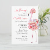 Elegant Flamingo Invitation Aankondiging (Staand voorkant)