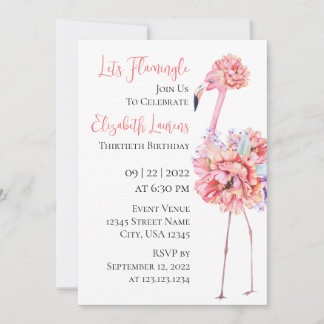 Elegant Flamingo Invitation Aankondiging