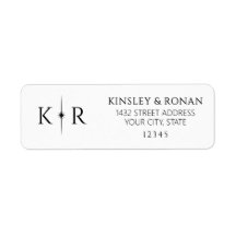 Elegant Flare Monogram Huwelijks Retouradres