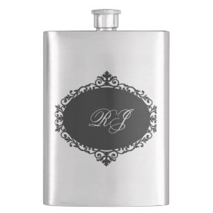 Elegant Flask Zwart Zilver Monogram Flacon