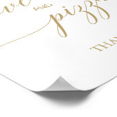 Elegant Flat Gold Calligraphy Love and Pizza Sign Poster (Hoek)