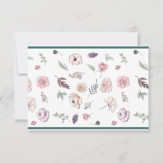 Elegant Flat Modern Botanical Green Twig Receptie Kaart (Achterkant)