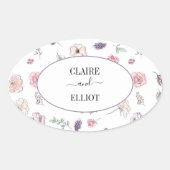 Elegant Flat Modern Botanical Green Wedding Ovale Sticker (Voorkant)