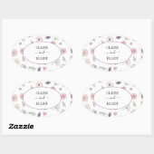 Elegant Flat Modern Botanical Green Wedding Ovale Sticker (Vel)