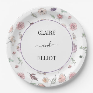Elegant Flat Modern Botanical Green Wedding Papieren Bordje