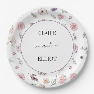 Elegant Flat Modern Botanical Green Wedding Papieren Bordje