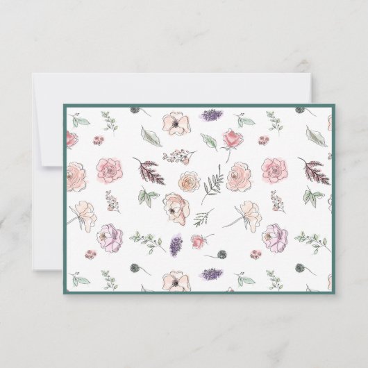 Elegant Flat Modern Botanical Green Wedding RSVP (Achterkant)