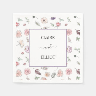 Elegant Flat Modern Botanical Green Wedding Servet