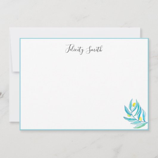 Elegant Flat Modern Botanische Notitiekaarten (Voorkant)