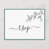 Elegant Flat Modern Green Botanical RSVP Uitnodiging Briefkaart (Voorkant)