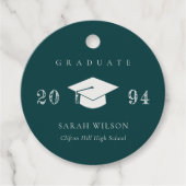 Elegant flesje Groene Minimale Eenvoudige Afstuder Bedankjes Labels (Voorkant)