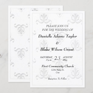 Elegant Fleur de Lis Black & White Wedding Invitat Kaart