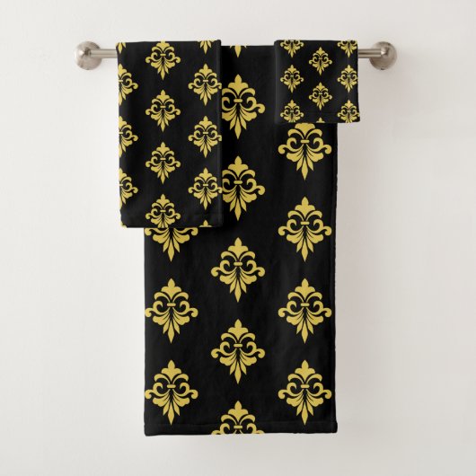 Élégant Fleur de Lis dorée sur fond noir (En situation)