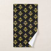 Élégant Fleur de Lis dorée sur fond noir (Serviette à main)