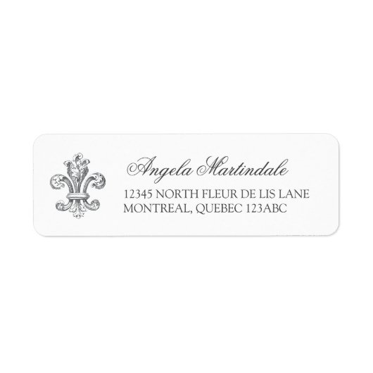 Elegant Fleur de Lis Etiket (Voorkant)