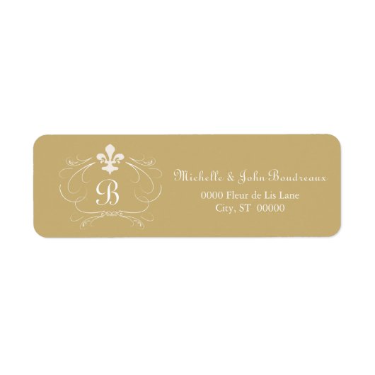 Elegant Fleur de Lis Monogram Etiket (Voorkant)
