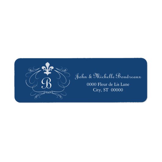 Elegant Fleur de Lis Monogram Etiket (Voorkant)