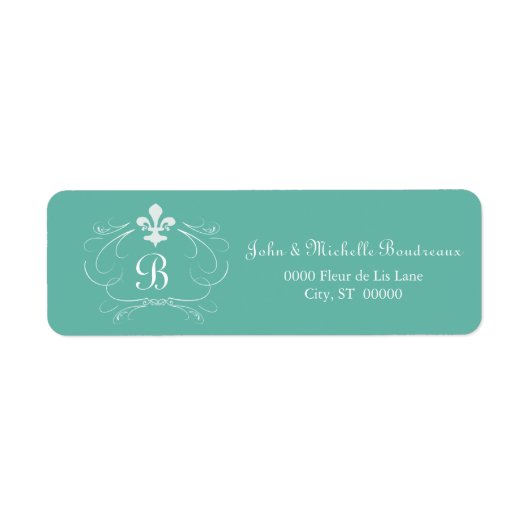 Elegant Fleur de Lis Monogram Etiket (Voorkant)