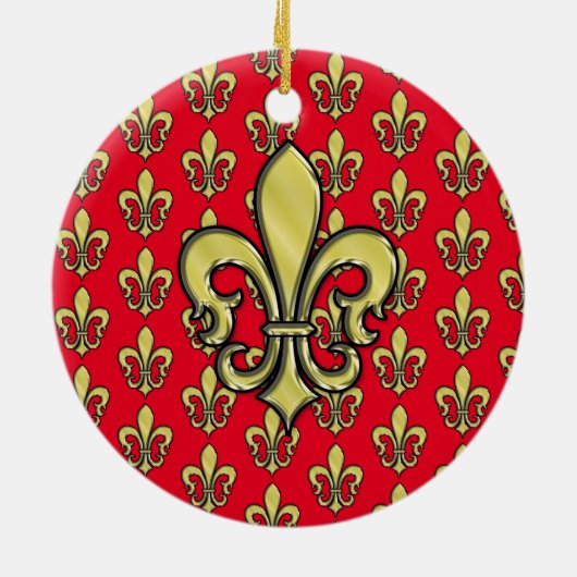 Elegant Fleur de Lis Ontwerp Ornament (Achterkant)