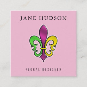 Elegant Fleur De Lis Ontwerp Vierkant Zakelijk Vis Vierkante Visitekaartje
