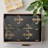 elegant Fleur De Lis-patroon zwarte gouden plaat Tissuepapier (Geschenk)