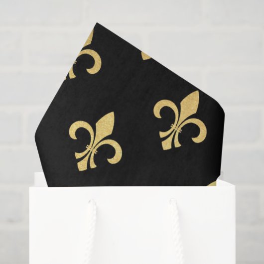 elegant Fleur De Lis-patroon zwarte gouden plaat Tissuepapier (Cadeauzakje)