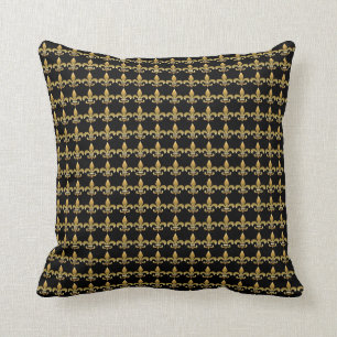 Elegant Fleur de Lis zwart en goud kussen - SRF