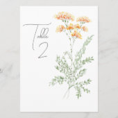 Elégant Fleur sauvage aquarelle Numéro de table (Dos)