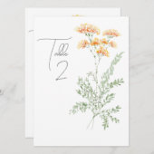 Elégant Fleur sauvage aquarelle Numéro de table (Devant / Derrière)