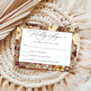 Elégant Fleur sauvage Automne Floral Wedding RSVP
