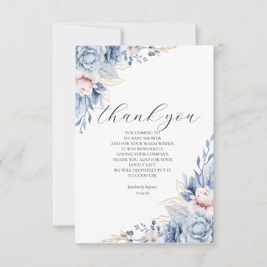 élégant Fleur sauvage Baby shower Boho Merci (Devant)