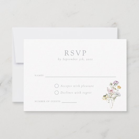 Elégant Fleur sauvage Blush Wedding Carte RSVP (Devant)