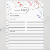 Elegant Fleur sauvage Boho | Cartes recettes (Devant / Derrière)