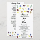 Élégant Fleur sauvage Boho White Wedding Programme (Devant / Derrière)