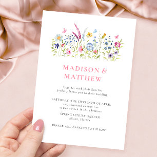Élégant Fleur sauvage coloré Faire-part de mariage