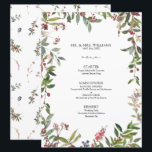 Elégant Fleur sauvage d'hiver Berry Mariage Menu<br><div class="desc">Notre élégant Fleur sauvage d'hiver Berry 6.5"x 8.75" menu Mariage est parfait pour les couples amoureux de la nature. L'avant du menu est orné d'une belle aquarelle naturelle fleur sauvage et d'un cadre à motifs de baies rouges, et l'arrière du menu est décoré d'un motif d'aquarelle assorti, pour un look...</div>