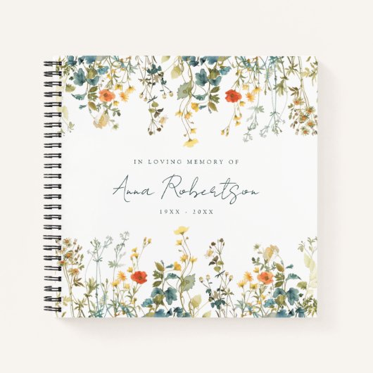 Élégant Fleur sauvage En Mémoire Funéraire Livre D (Devant)
