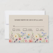 Elégant Fleur sauvage Floral Beige Mariage RSVP (Devant)
