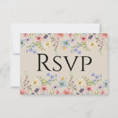 Elégant Fleur sauvage Floral Beige Mariage RSVP (Dos)