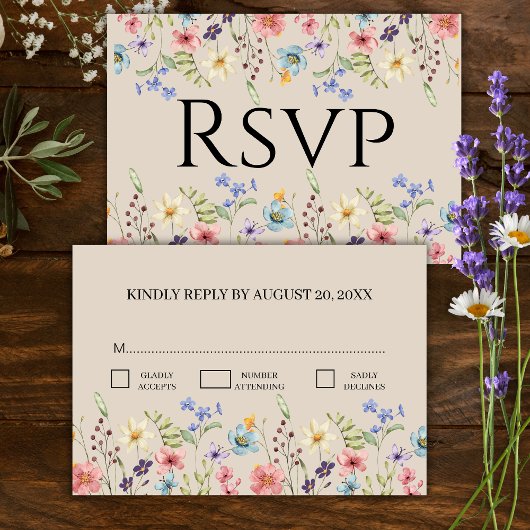 Elégant Fleur sauvage Floral Beige Mariage RSVP