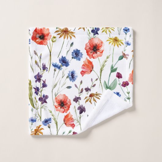 Élégant Fleur sauvage floral Boho (Gant de toilette)