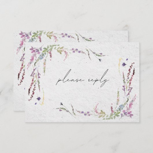 Élégant Fleur sauvage moderne Simple mariage RSVP (Devant / Derrière)