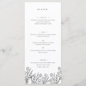 Élégant Fleur sauvage noir blanc Mariage menu du d (Devant)