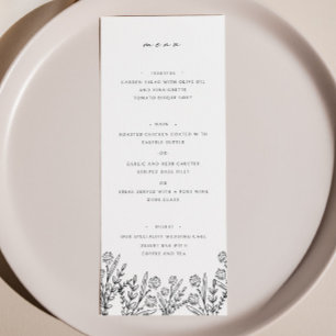 Élégant Fleur sauvage noir blanc Mariage menu du d