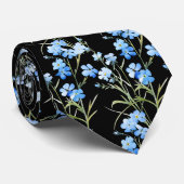 Élégant Fleur sauvage noir clair Cravate (Roulé)