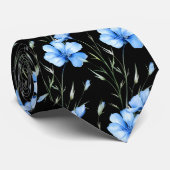 Élégant Fleur sauvage noir clair Cravate (Roulé)