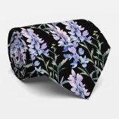 Élégant Fleur sauvage noir clair Cravate (Roulé)