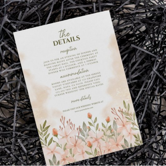 Élégant Fleur sauvage simple Détails Carte de boît