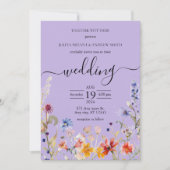 Élégant fleur sauvage violet faire-part de mariage (Devant)