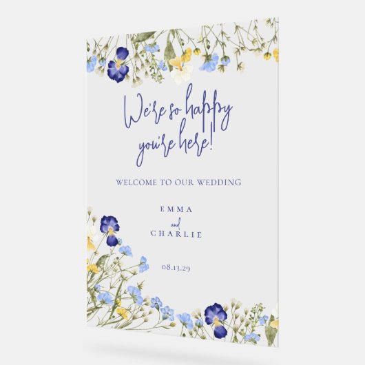 Élégant fleur sauvage Welcome Boho Mariage (Angle)
